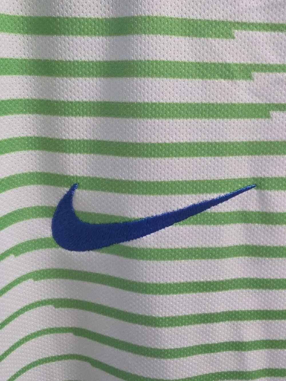 Nike VfL Wolfsburg Striped Soccer Jersey - Lime Green & White with Blue Accents - Picture 3 of 10